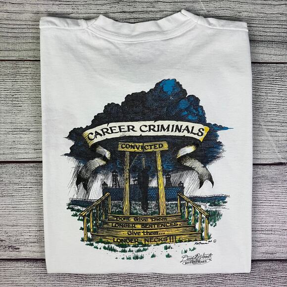 Vintage 1994 Citizens For The Death Penalty, Career Criminals T-shirt - Picture 1 of 12